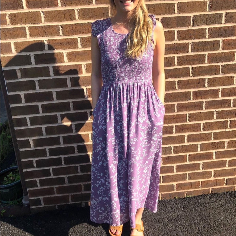 lavender florals midi dress